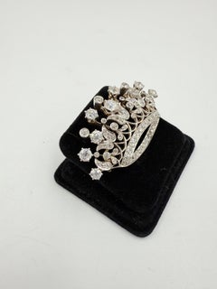 Edwardian Diamond Crown Brooch Platinum Topped 18k Gold Circa 1910