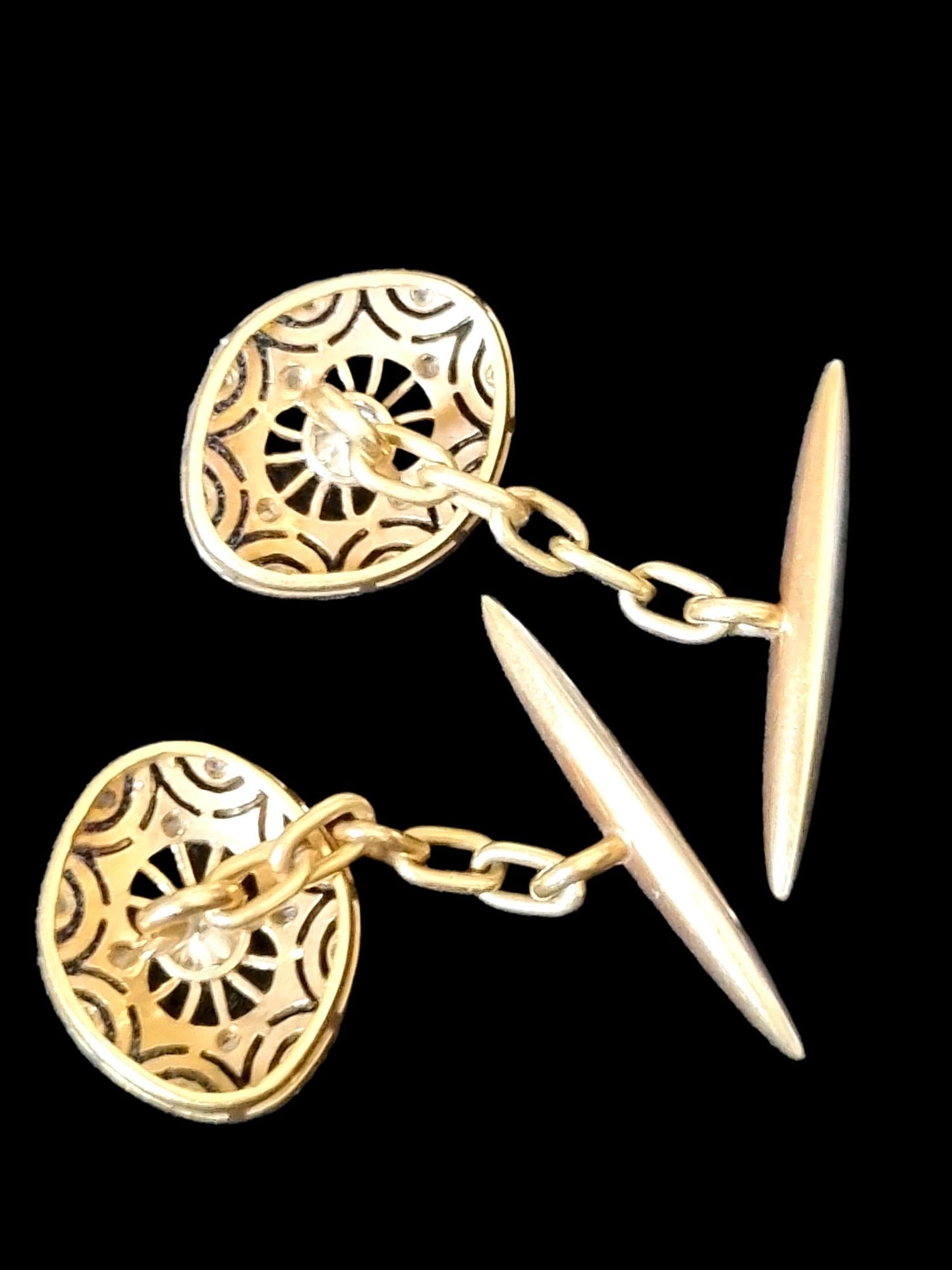 Manschettenknöpfe aus Platin mit Diamanten im edwardianischen Stil über 18 Karat Gold ( frühes 20. Jahrhundert) (Alteuropäischer Schliff) im Angebot