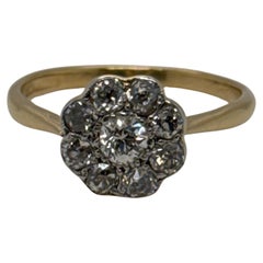 Bague grappe édouardienne marguerite en or jaune 18 carats et platine, circa 1920