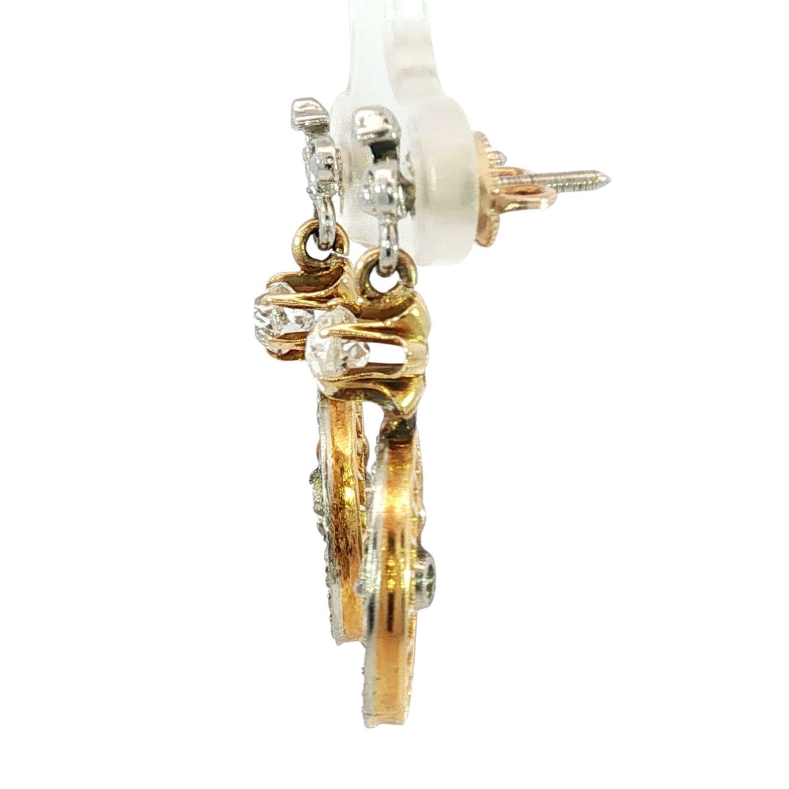 Donna Orecchini con diamanti edoardiani con chiusura a vite in platino 15K ~1,13ctw in vendita