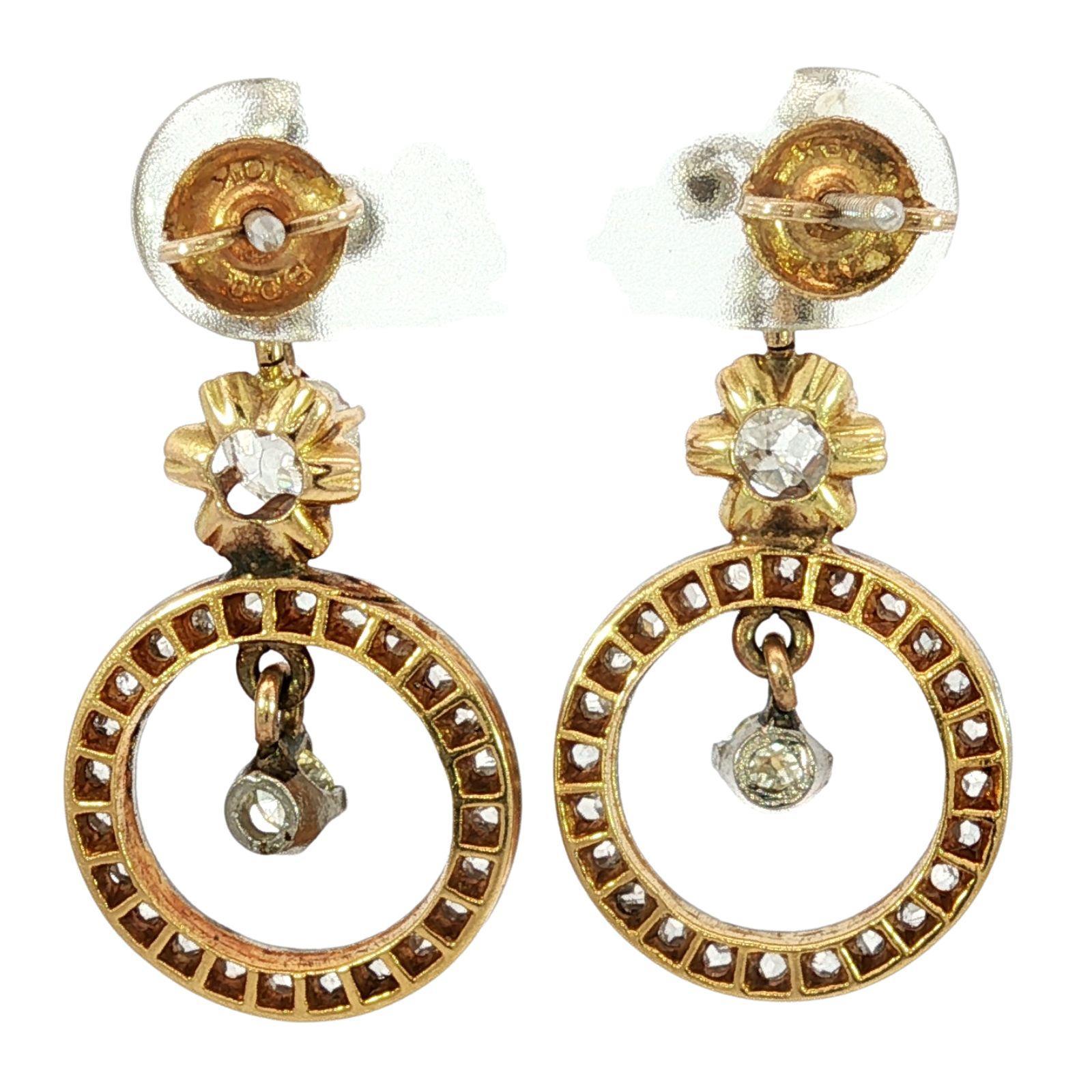 Orecchini con diamanti edoardiani con chiusura a vite in platino 15K ~1,13ctw in vendita 2