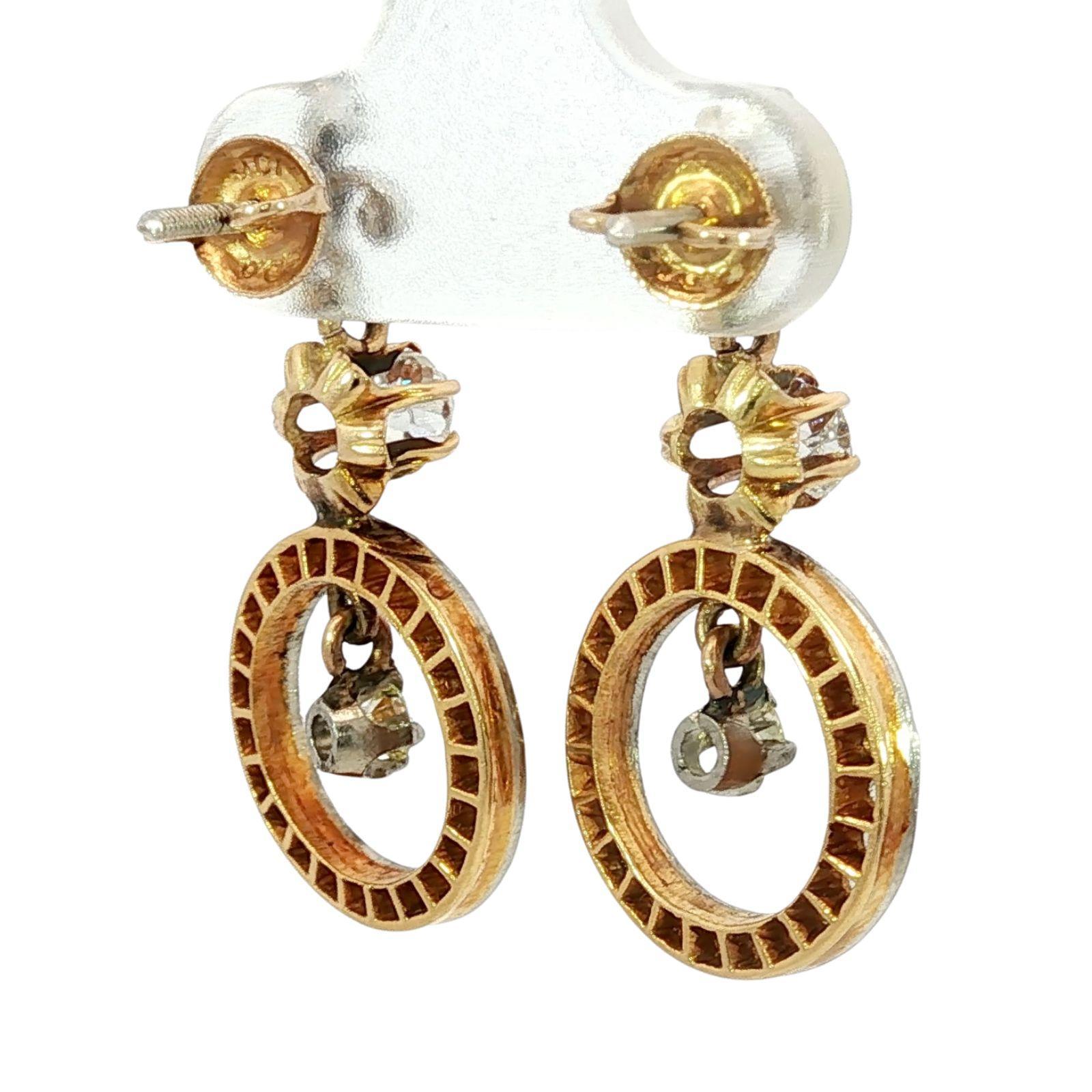 Orecchini con diamanti edoardiani con chiusura a vite in platino 15K ~1,13ctw in vendita 3