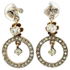 Orecchini con diamanti edoardiani con chiusura a vite in platino 15K ~1,13ctw