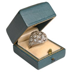 Edwardian Platinum Dome Ring. 1.70 TCW Diamond Geometric Engagement Ring I SI2