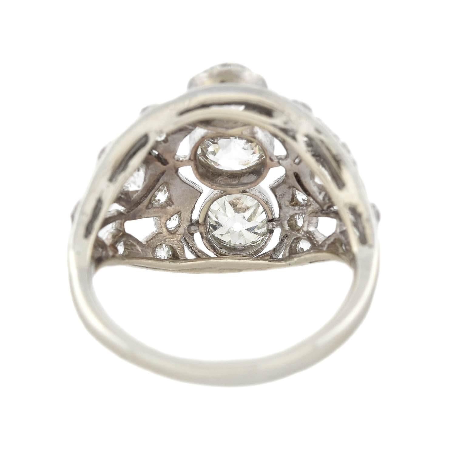 Edwardian Diamond Dome Ring 2ctw In Good Condition For Sale In Narberth, PA