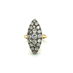 18 Karat Yellow Gold Edwardian Diamond Dress Cocktail Ring