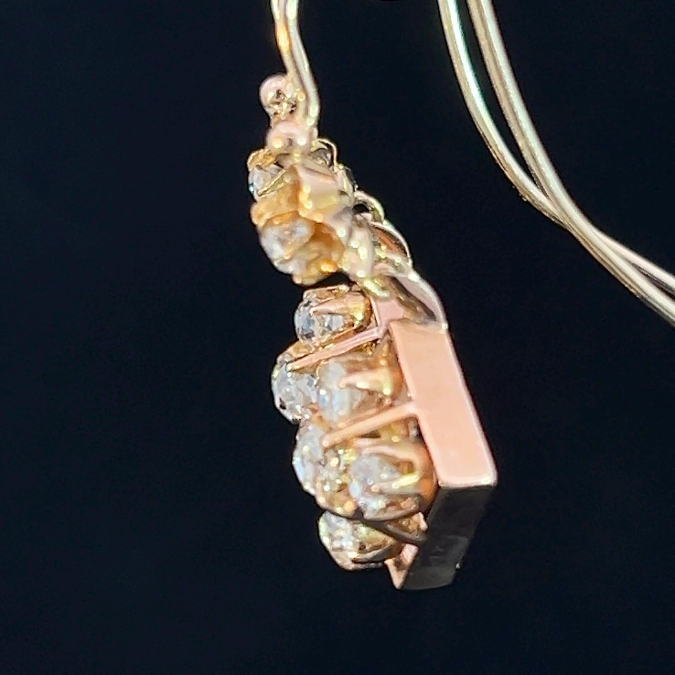 Edwardianische Diamant-Tropfen-Ohrringe Circa 1900-10 für Damen oder Herren im Angebot