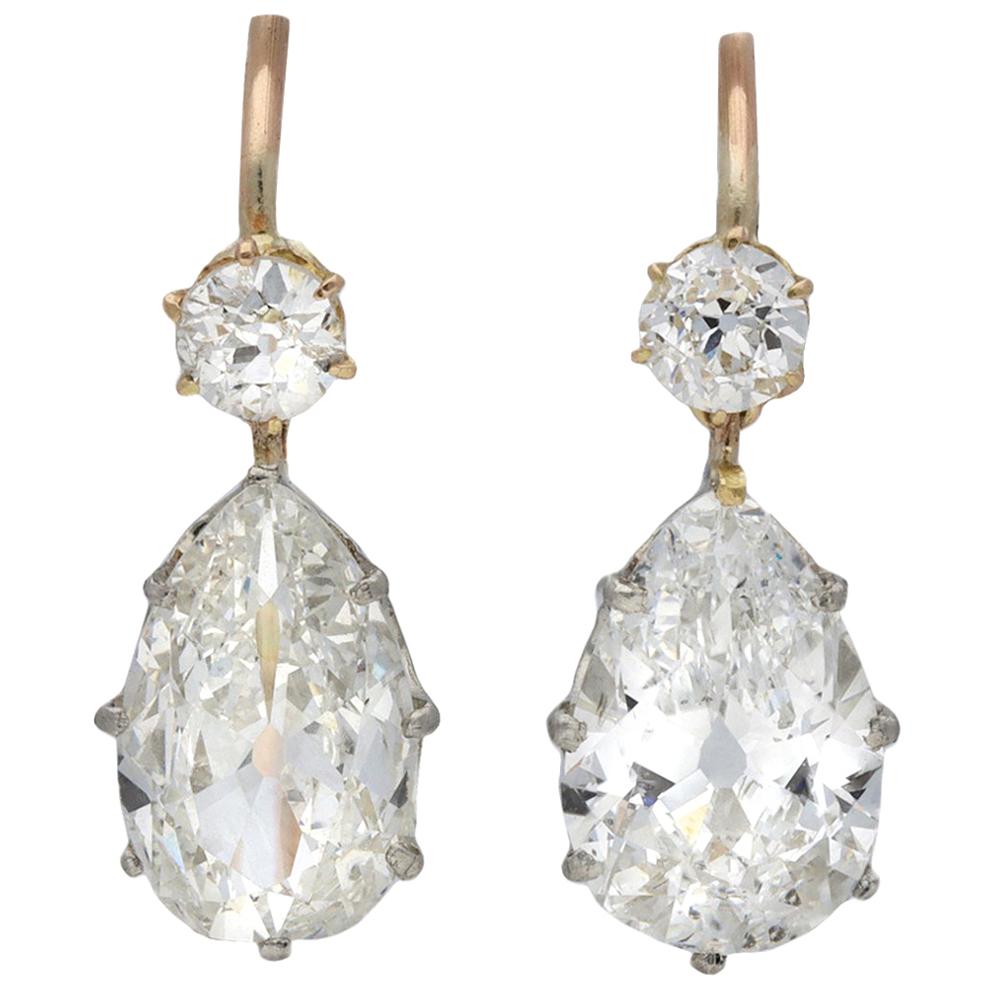 Edwardian Diamond Drop Earrings, circa 1915