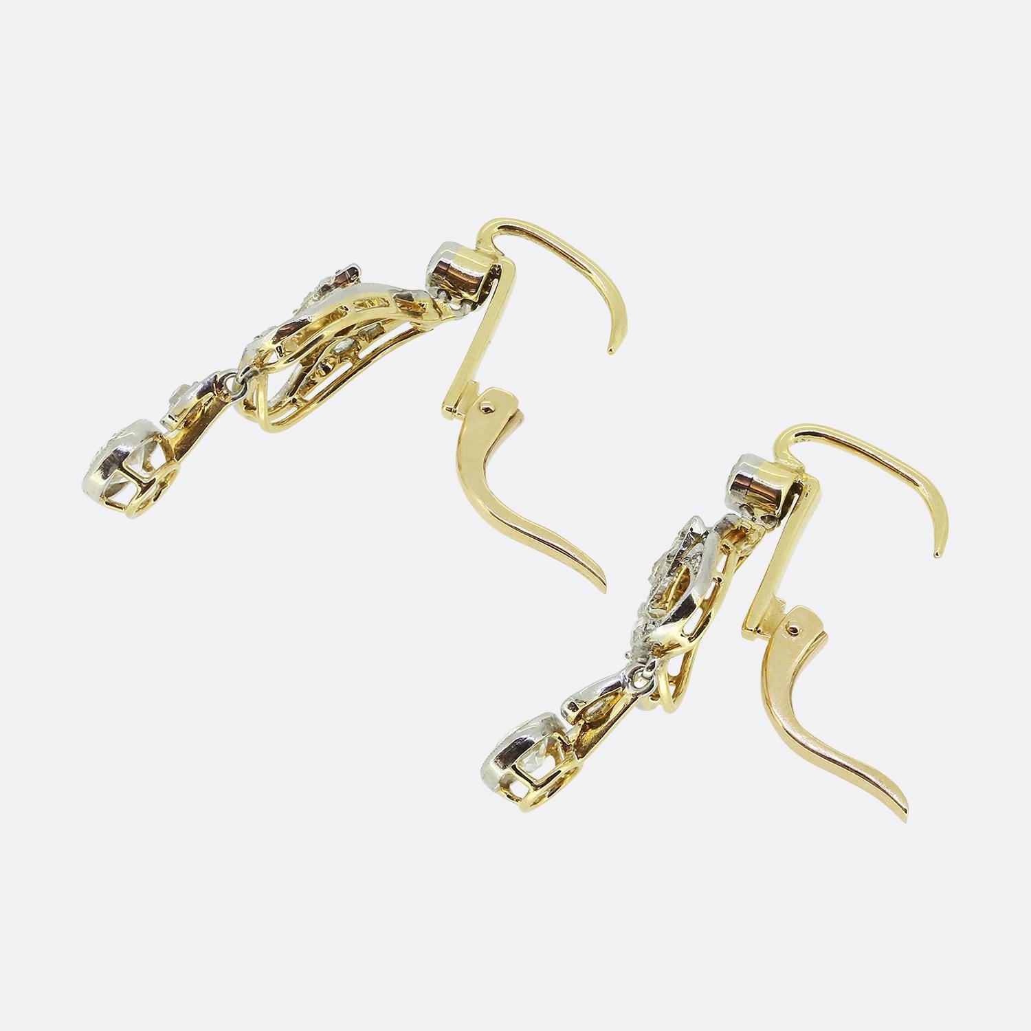 Edwardian Diamond Drop Earrings In Good Condition For Sale In London, GB