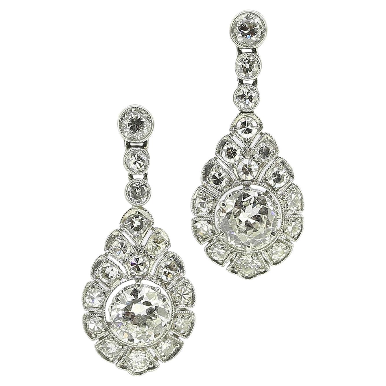 Edwardian Diamond Drop Earrings