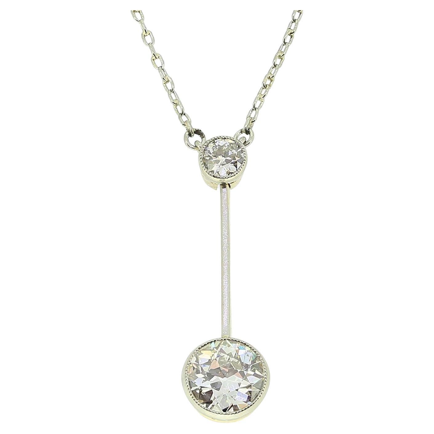 Edwardian Diamond Drop Anhänger Halskette im Angebot