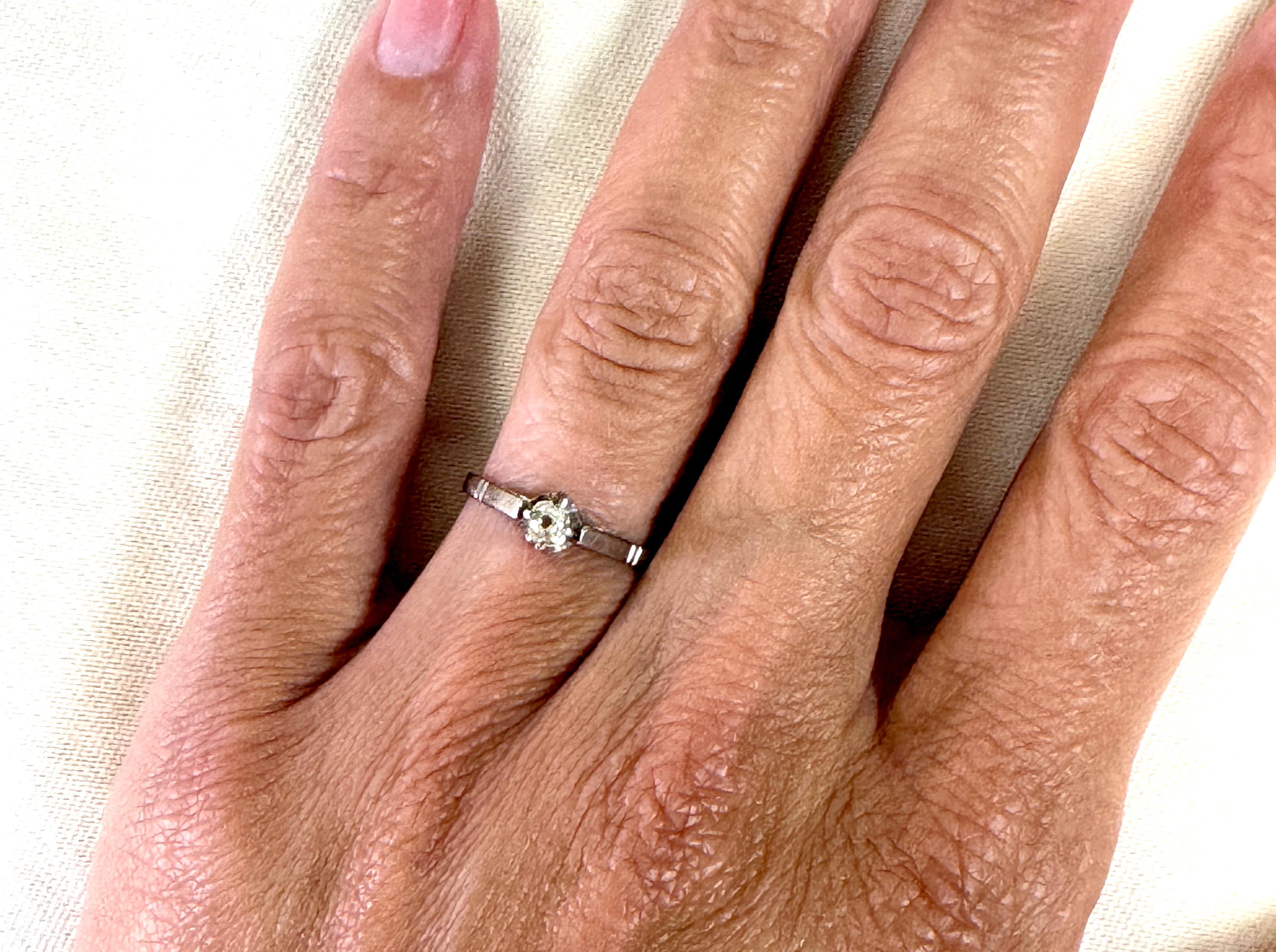Bague de fiançailles Edwardienne diamant .25ct Mined Old Mine Original 1900 14K Excellent état - En vente à Dearborn, MI