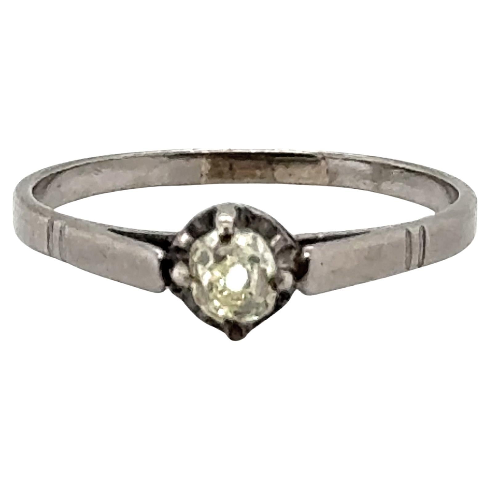 Edwardian Diamond Engagement Ring .25ct Mined Old Mine Original 1900 14K For Sale