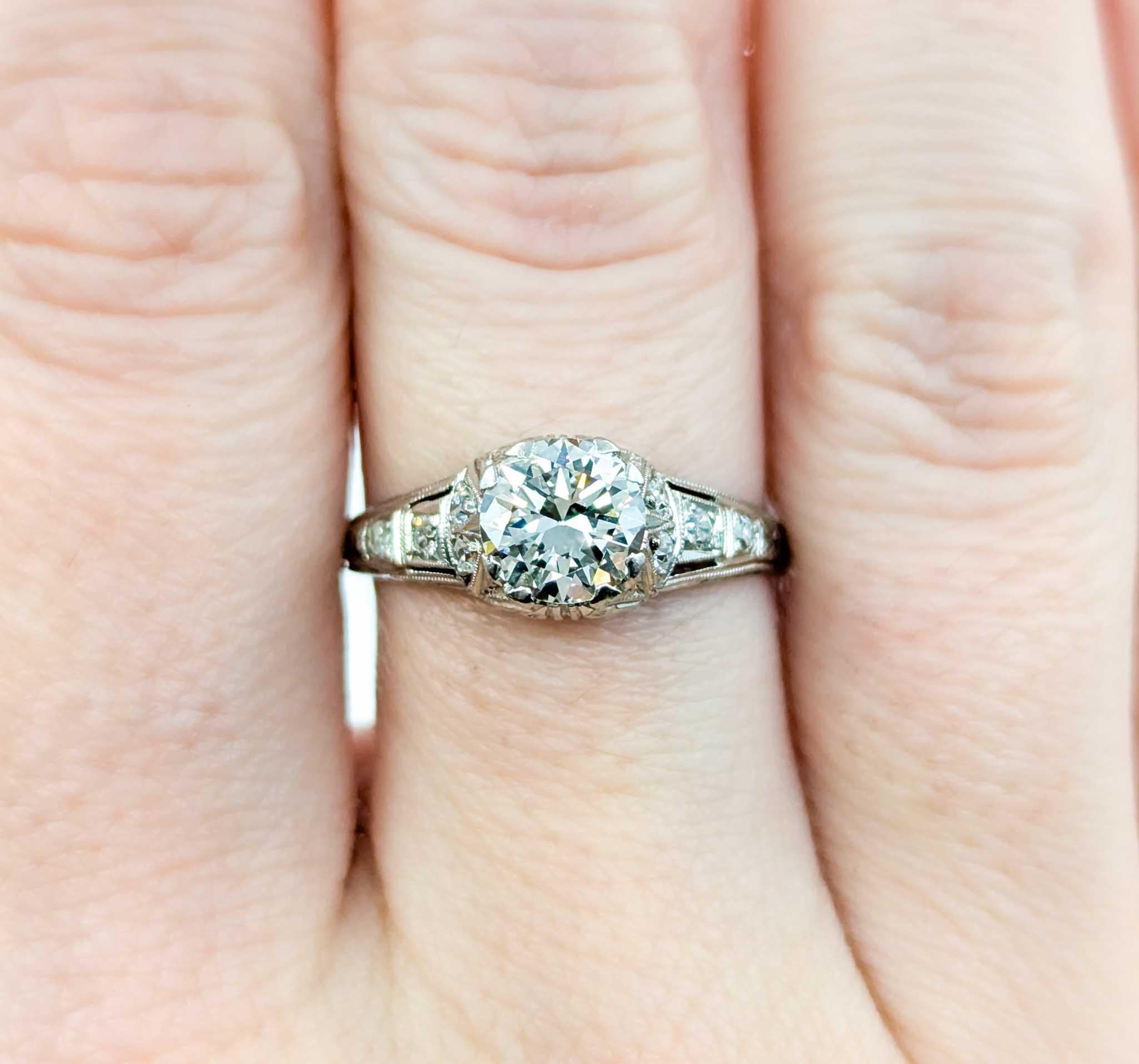 Women's Edwardian Diamond Engagement Ring in Platinum For Sale