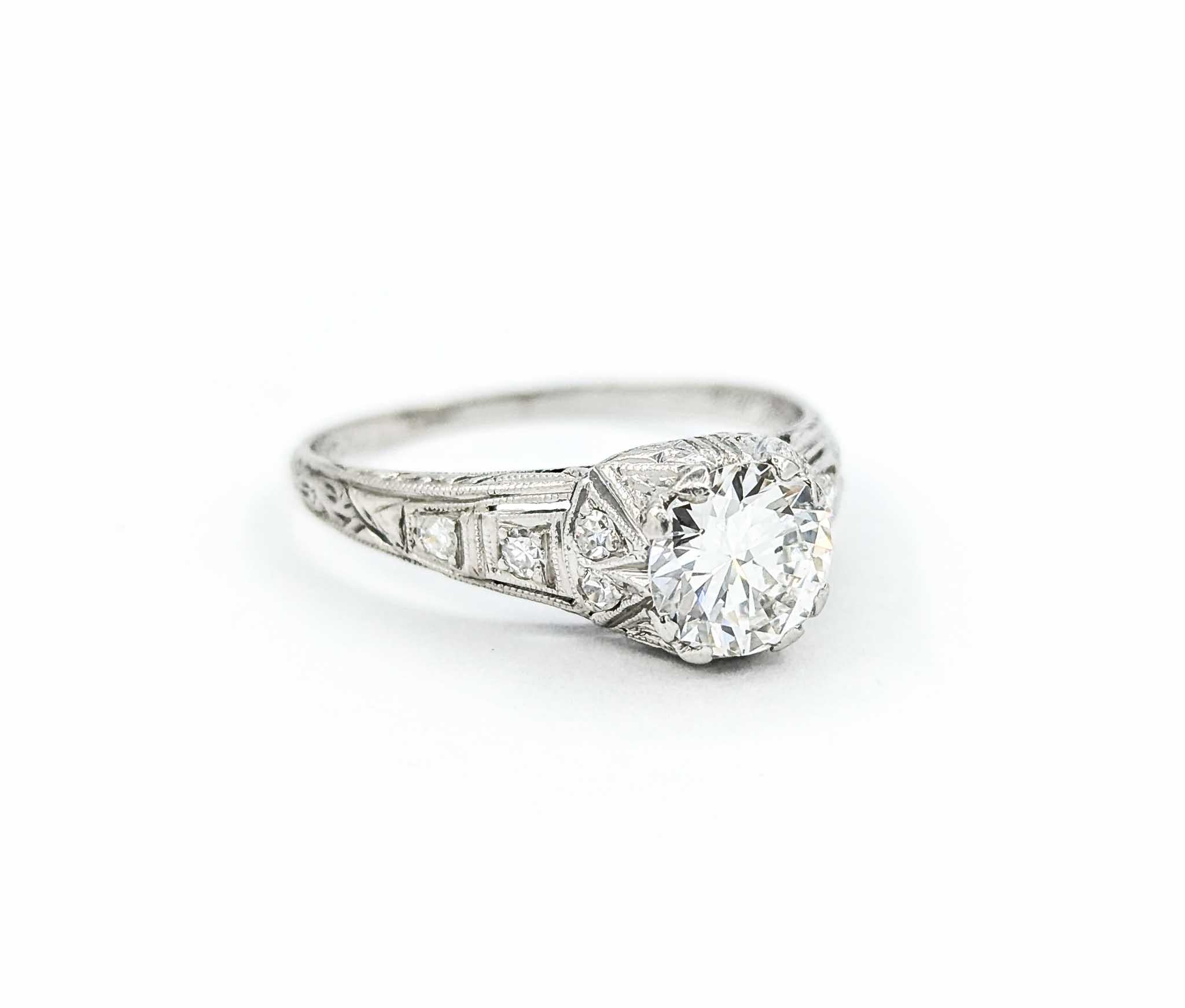 Edwardian Diamond Engagement Ring in Platinum For Sale 1