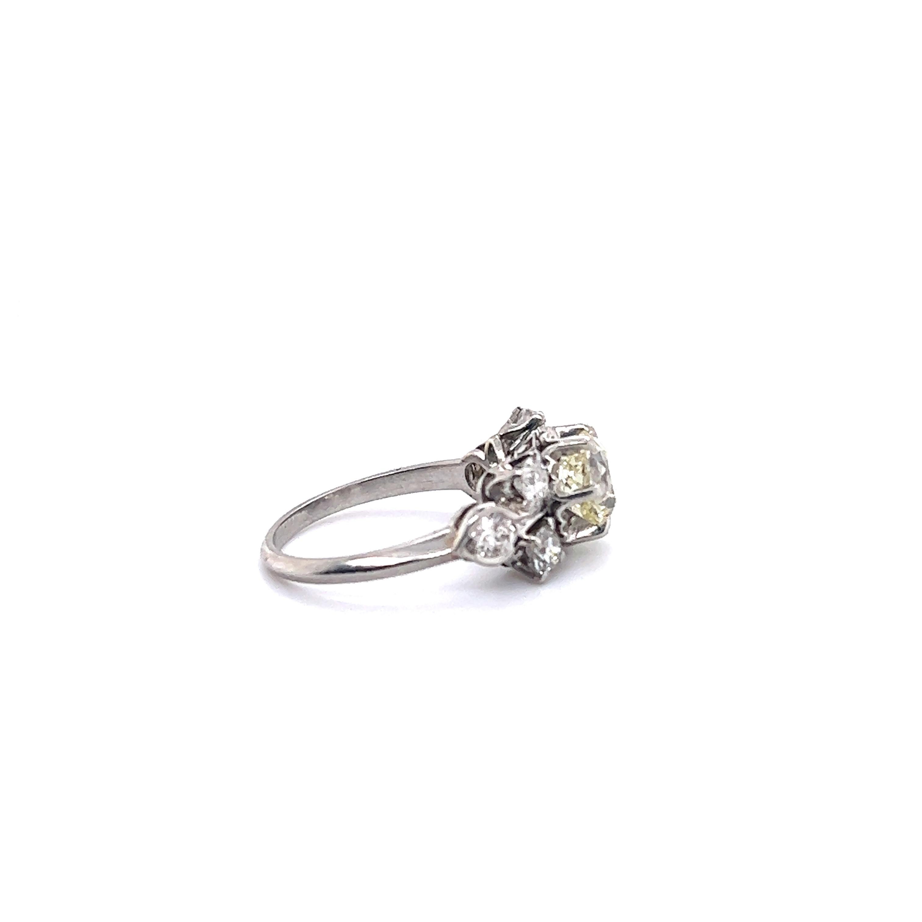 Women's or Men's Edwardian Diamond Engagement Ring Platinum 2.25 Tcw. For Sale