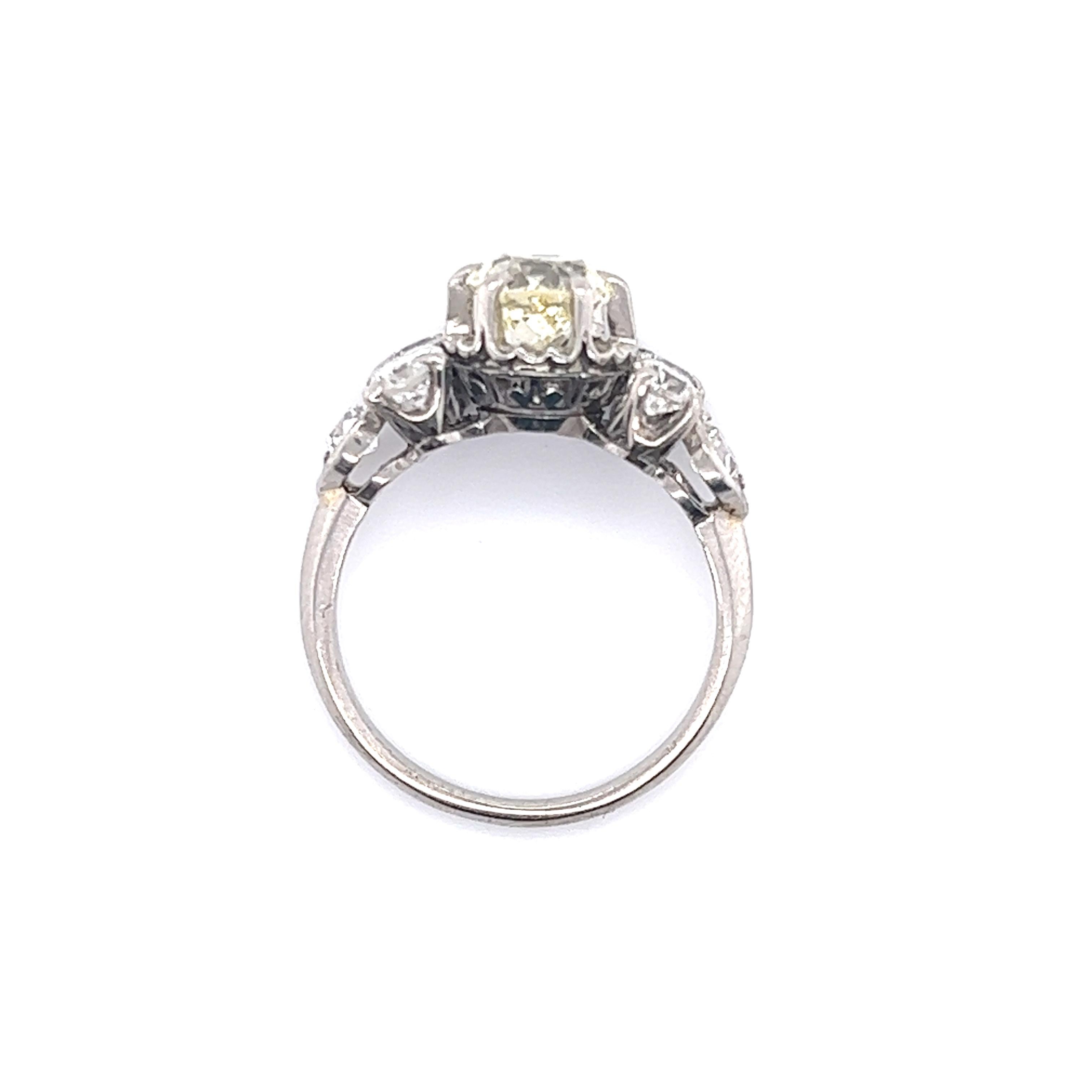 Edwardian Diamond Engagement Ring Platinum 2.25 Tcw. For Sale 1
