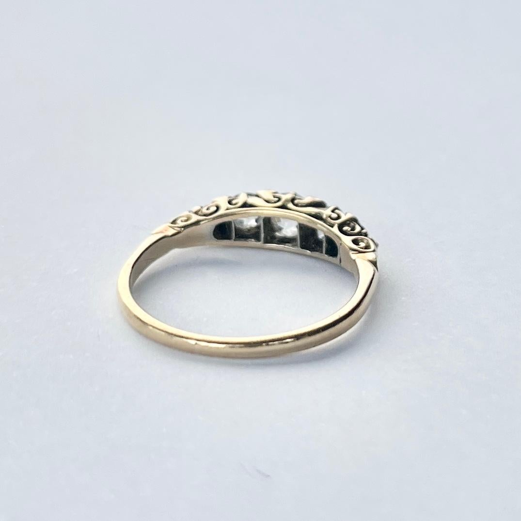 Women's Edwardian Diamond Five-Stone 18 Carat Gold Ring For Sale