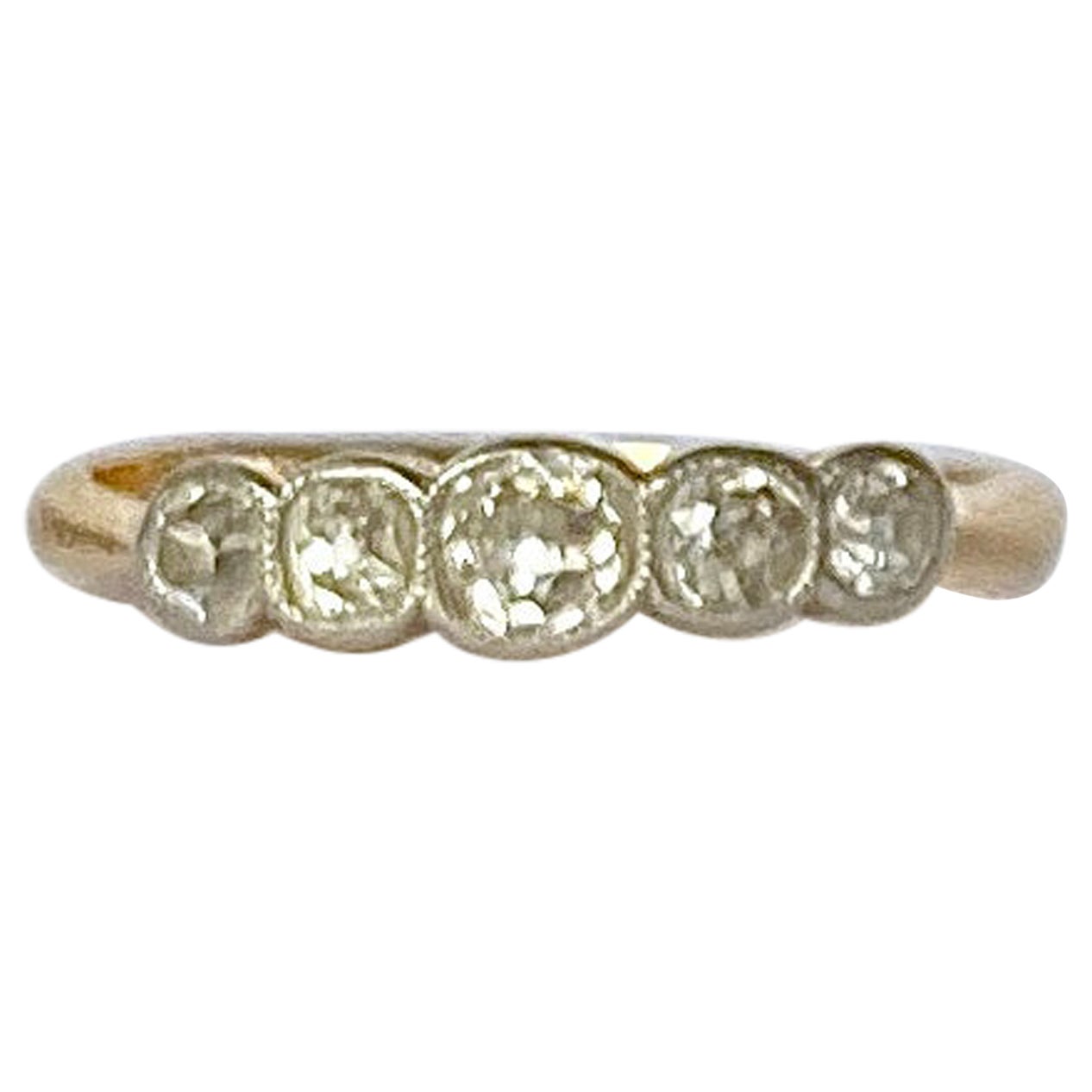 Diamantring mit fünf Steinen aus 18 Karat Gold im Edwardianischen Stil