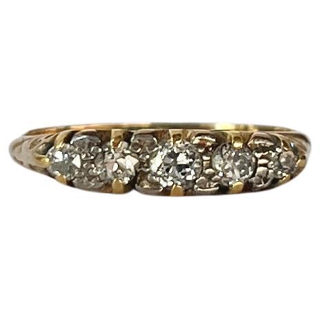 Edwardian Diamond Five-Stone 18 Carat Gold Ring For Sale