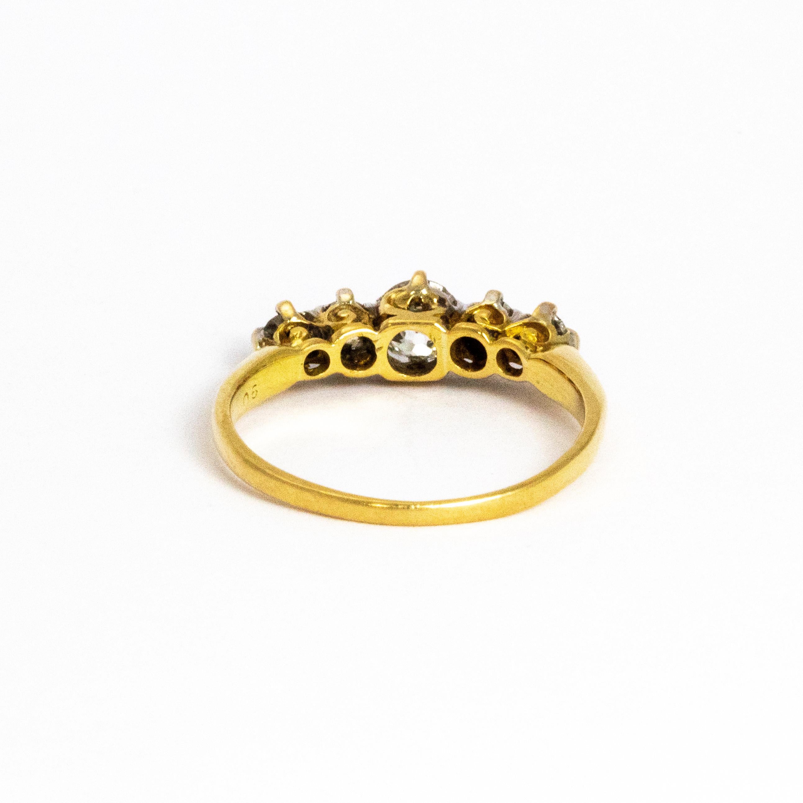 Women's Edwardian Diamond Five-Stone 18 Carat Gold Ring