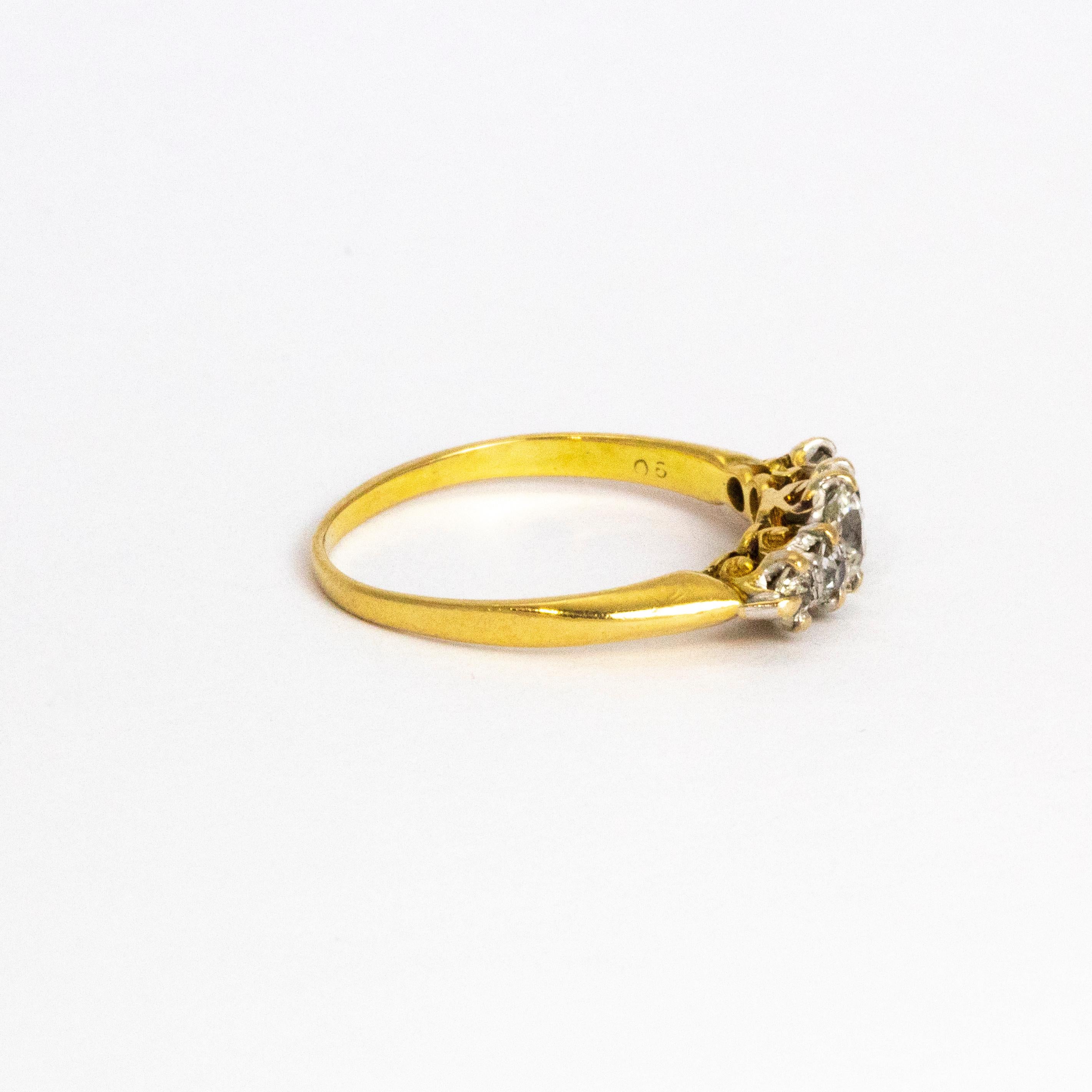 Edwardian Diamond Five-Stone 18 Carat Gold Ring 1