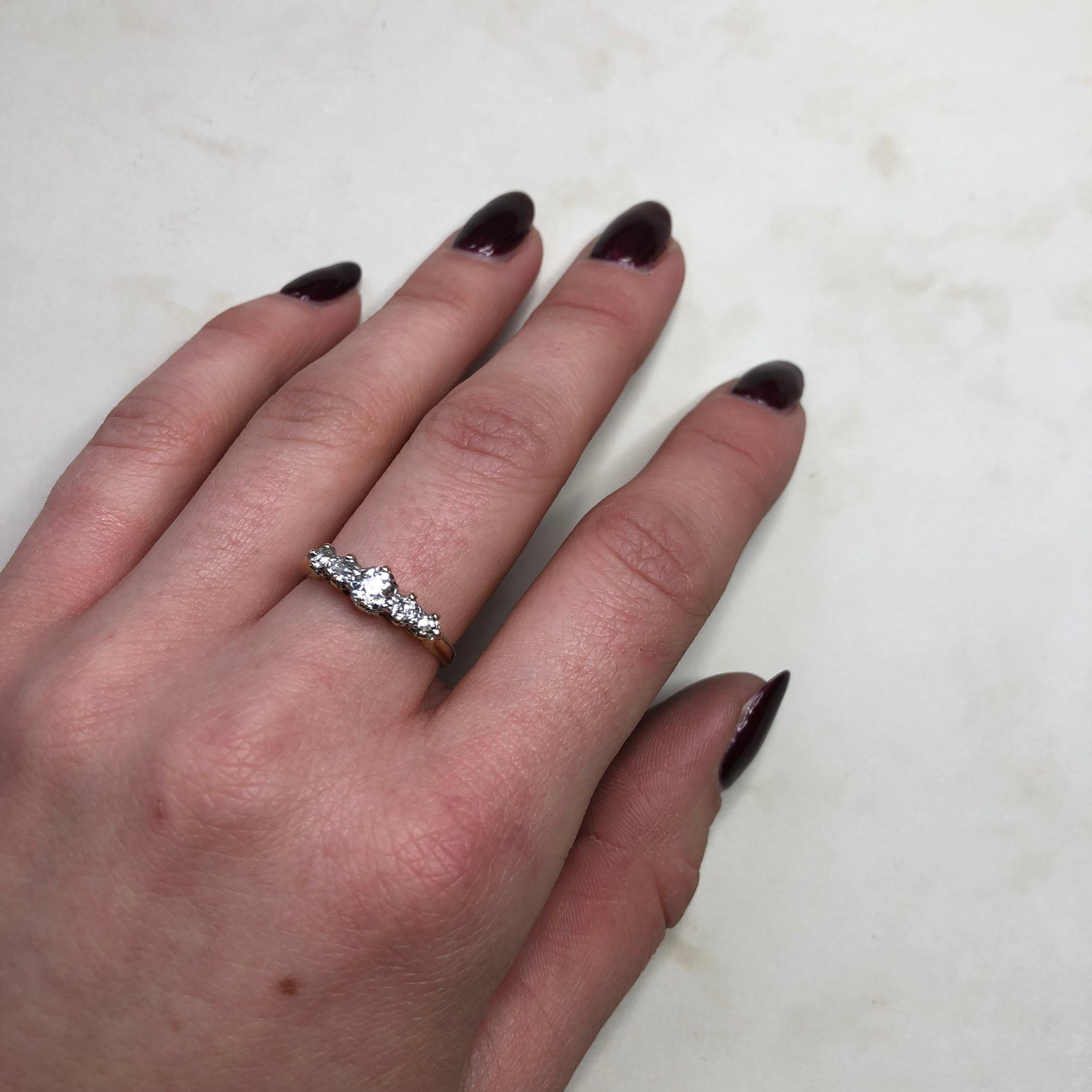 Edwardian Diamond Five-Stone 18 Carat Gold Ring 3