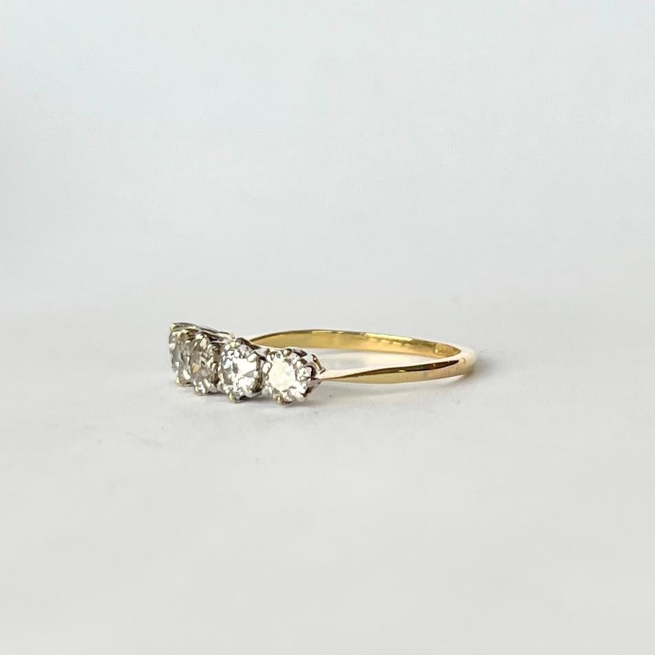 Women's Edwardian Diamond Five-Stone and Platinum Ring