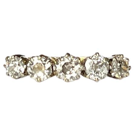 Edwardian Diamond Five-Stone and Platinum Ring