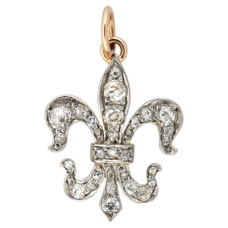 Edwardian Diamond Fleur-de-Lys Pendant For Sale at 1stDibs | diamond de lis pendant, fleur de lys necklace