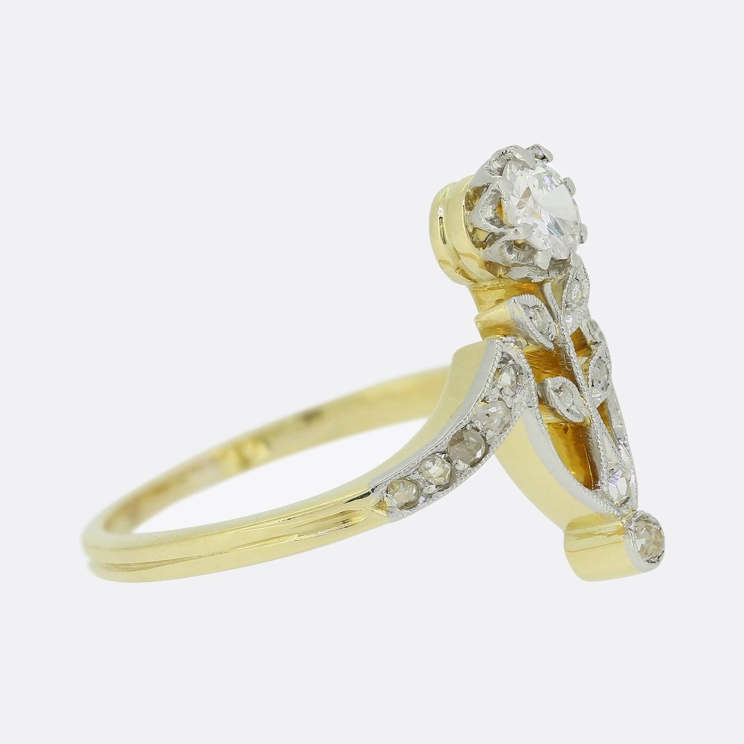 Brilliant Cut Edwardian Diamond Flower Ring For Sale