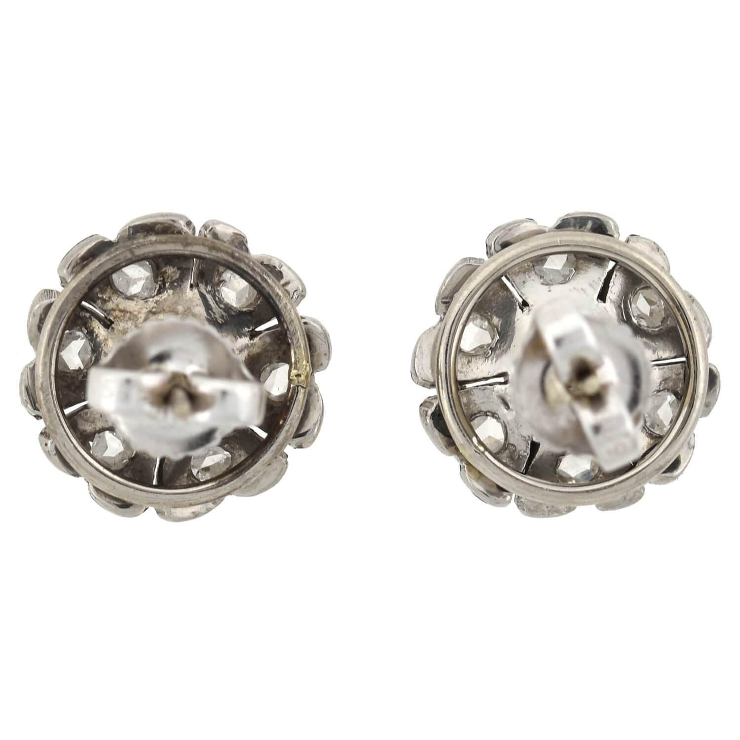 Women's Edwardian Diamond Flower Stud Earrings