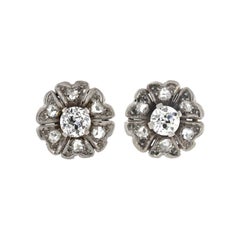 edwardian diamond earrings Edwardian Diamond Flower Stud Earrings