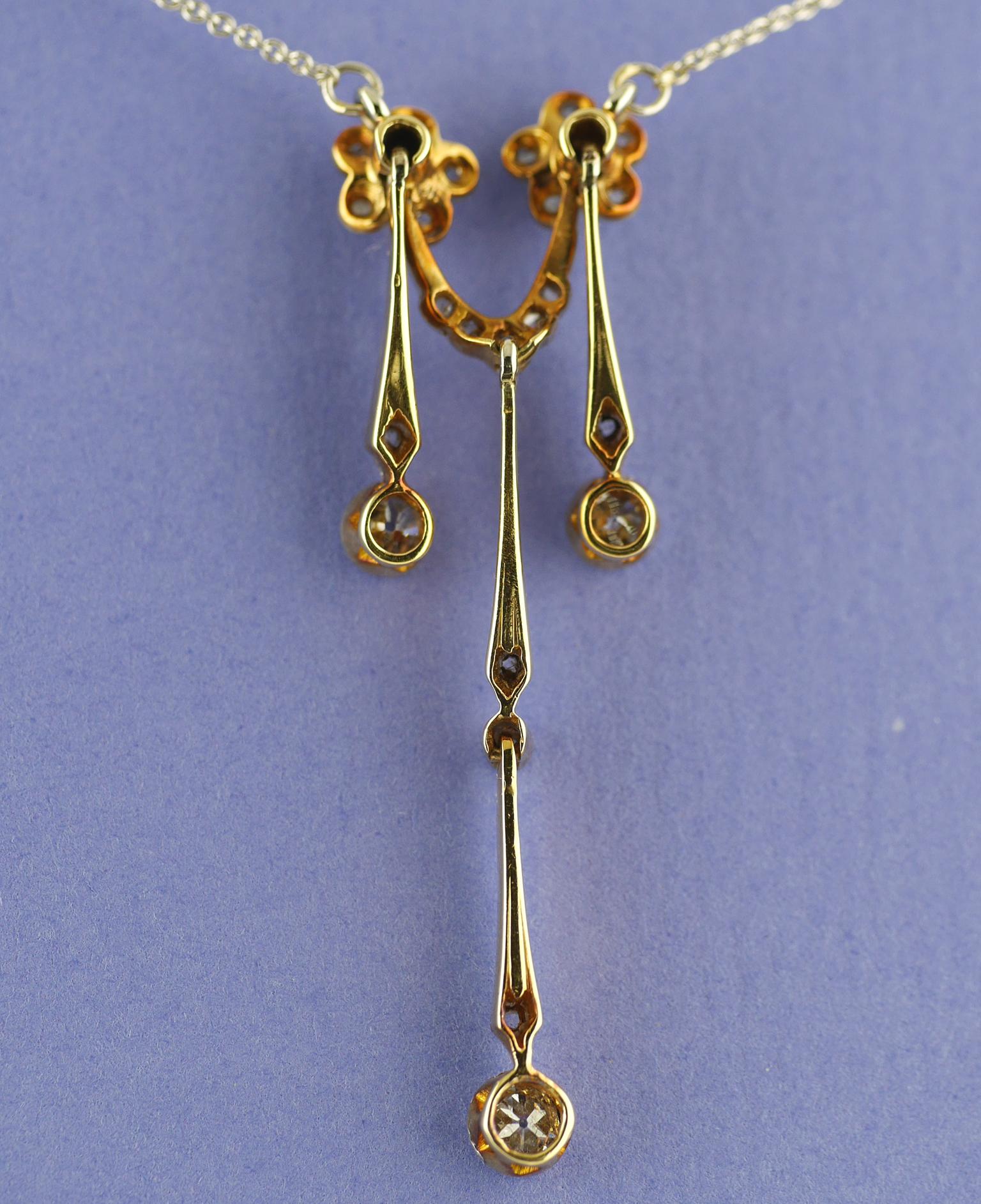 Edwardian, Diamond, Gold and Platinum Double Drop Pendant, circa 1910 For Sale 6