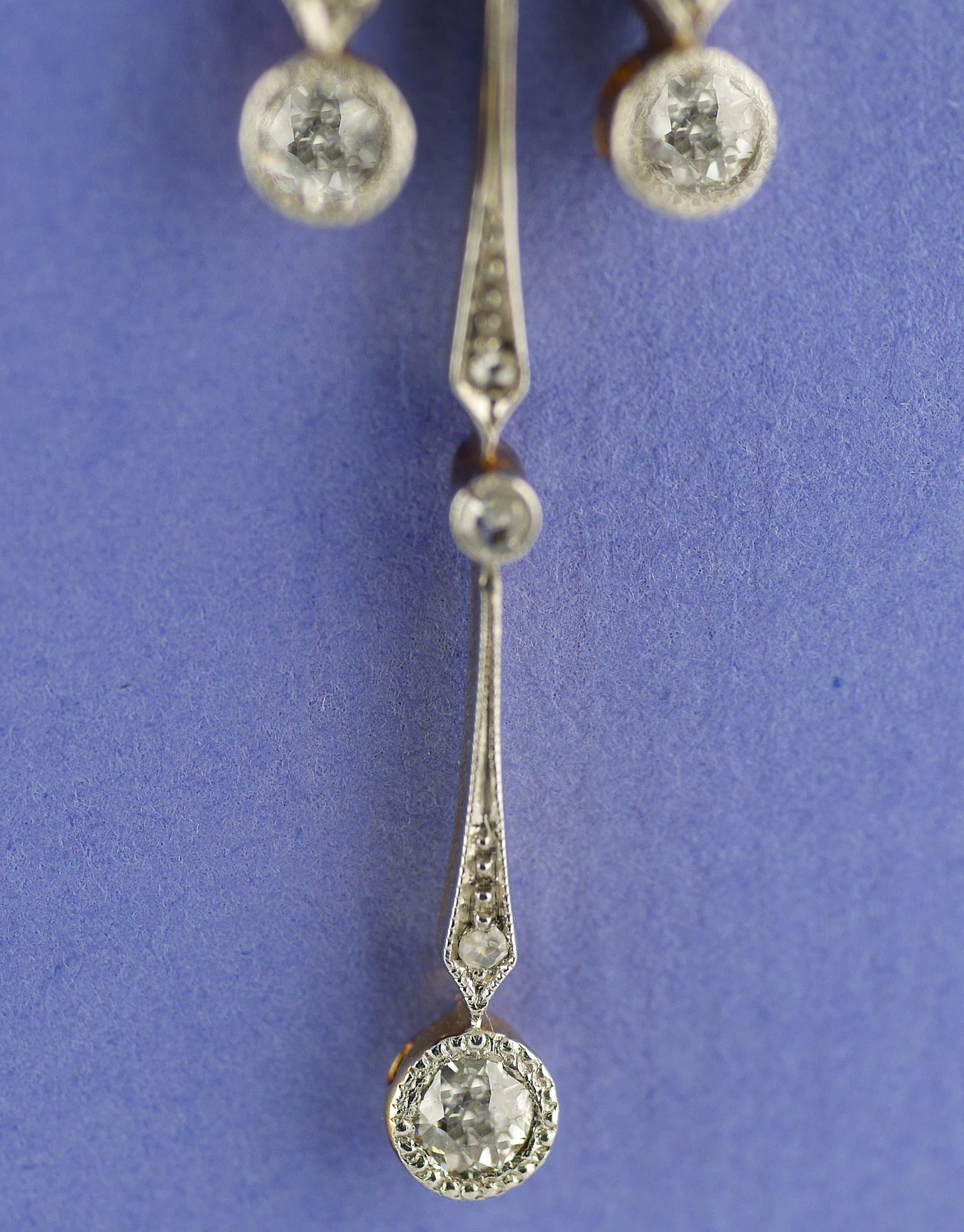 Edwardian, Diamond, Gold and Platinum Double Drop Pendant, circa 1910 For Sale 5