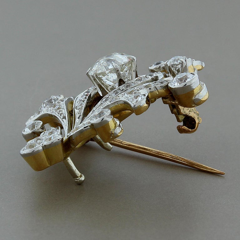 Edwardian Diamond Gold Brooch In Excellent Condition For Sale In Beverly Hills, CA