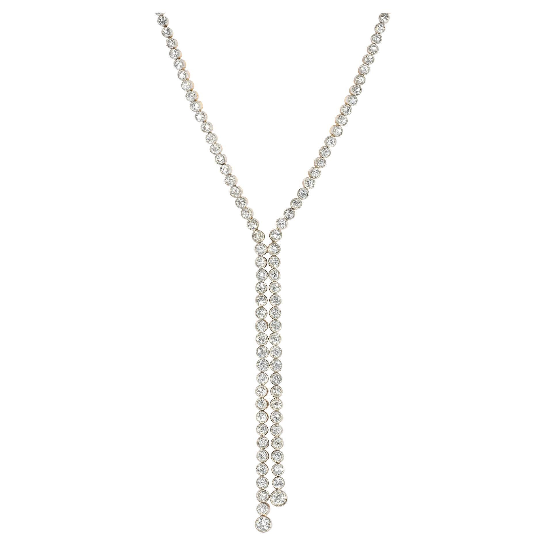 Edwardian Platinum and Diamond Necklace at 1stDibs