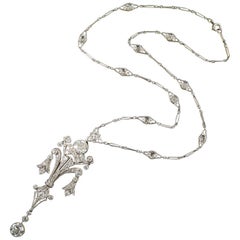 Antique Edwardian Diamond Lavalière Necklace