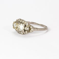 Certified Art Deco Diamond Moi Et Toi Platinum Ring