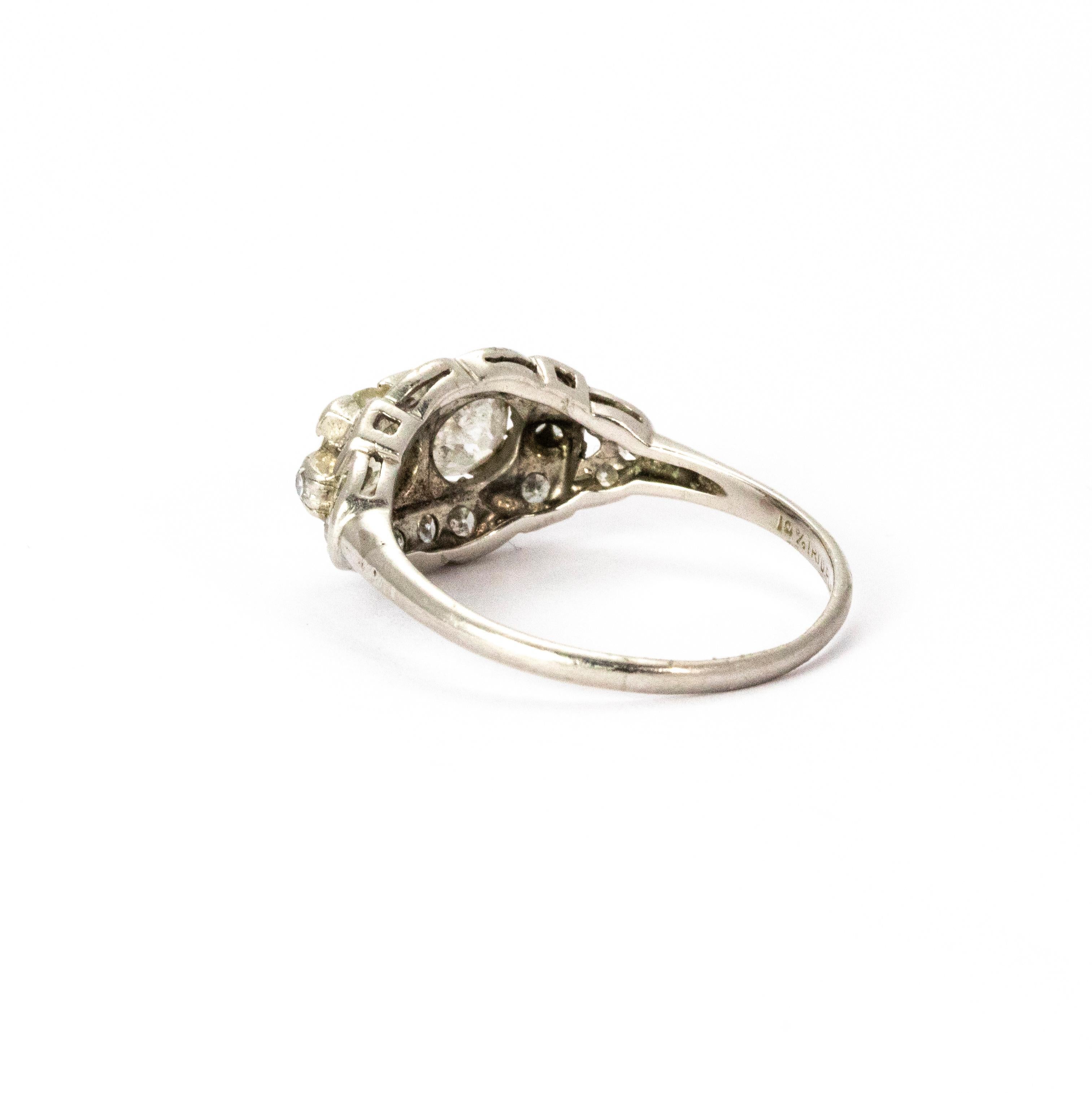 Old European Cut Certified Art Deco Diamond Moi Et Toi Platinum Ring