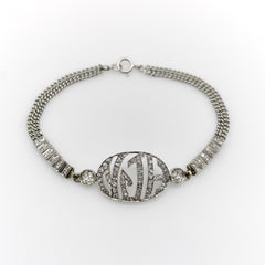 Edwardian Diamond Monogram Bracelet in 10K White Gold
