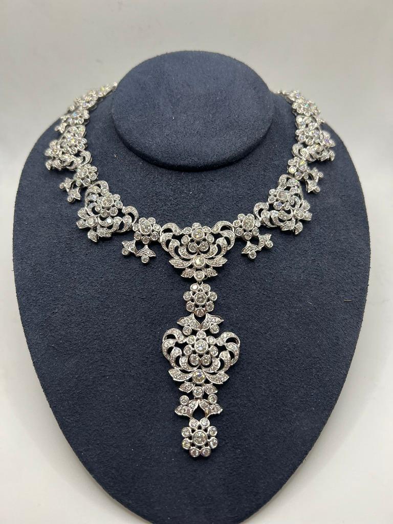 Diamant-Halskette im edwardianischen Stil (Rundschliff)