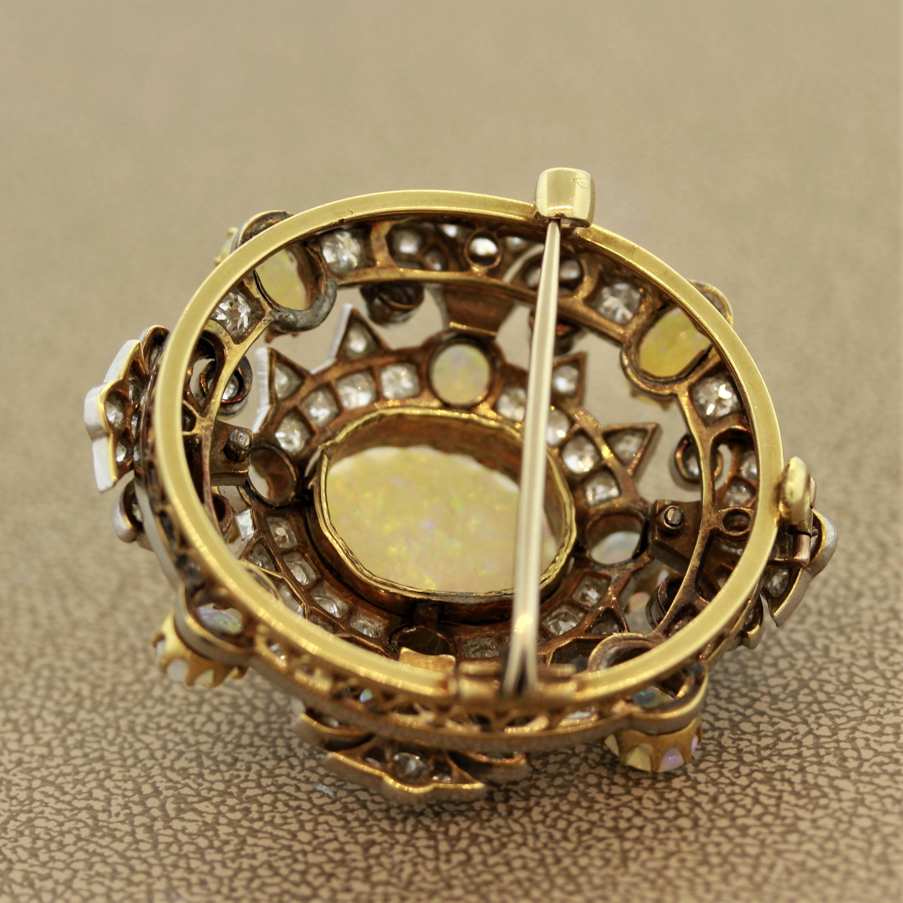 Edwardian Diamond Opal Pendant-Brooch 1