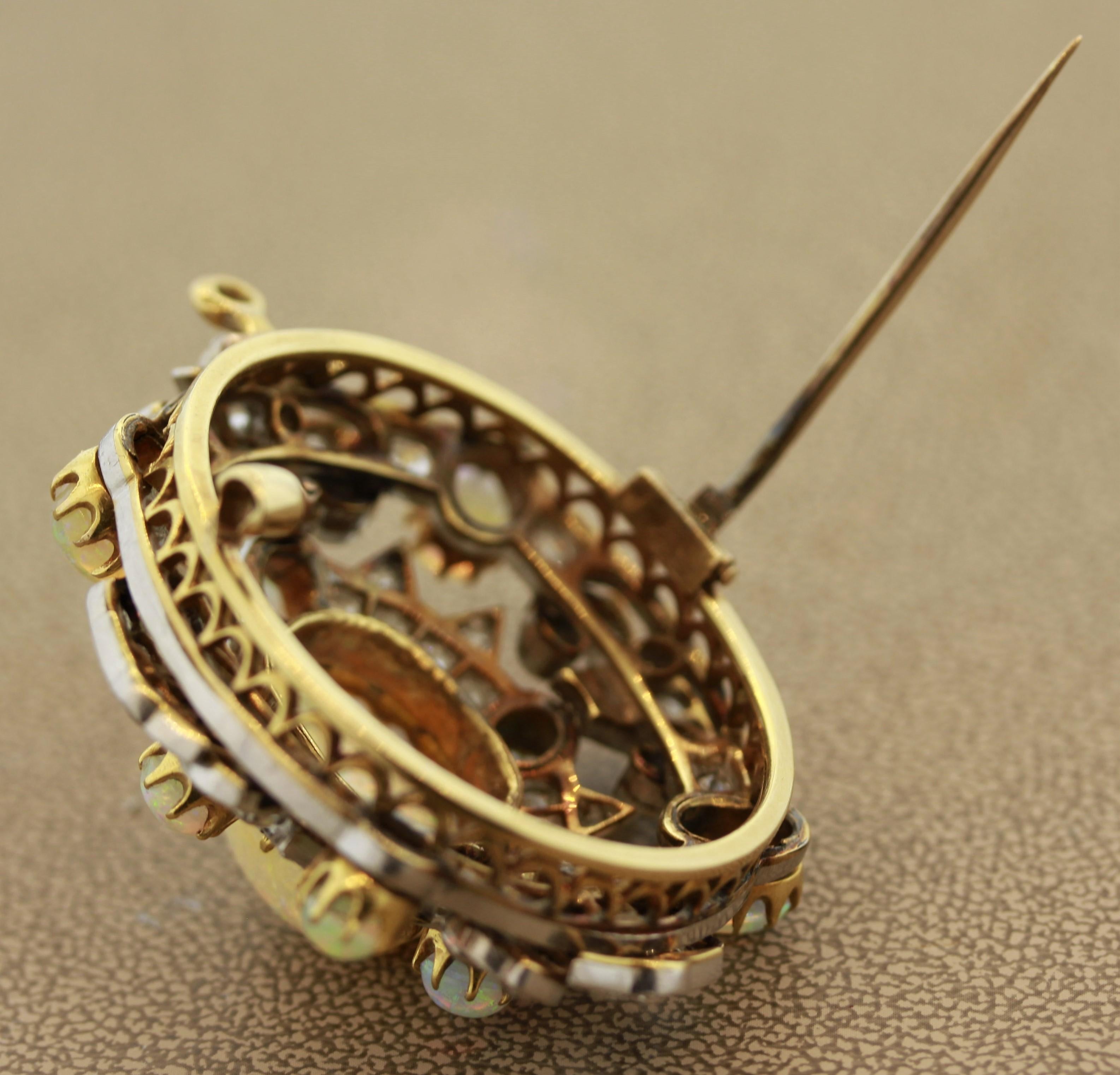 Edwardian Diamond Opal Pendant-Brooch 2