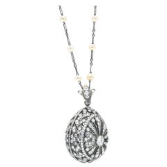 Edwardian Diamond Open Egg Pendant Locket Necklace, Chavana Collection