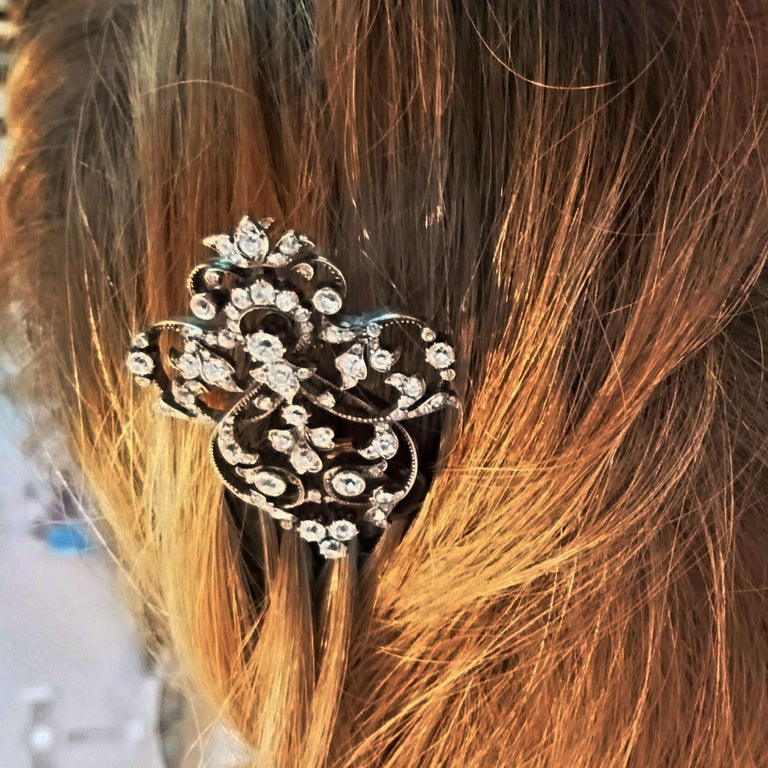 Edwardian Diamond Pearl Brooch Pendant with Hair Comb at 1stDibs