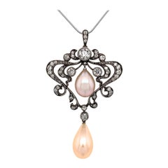 Vintage Edwardian Diamond Pearl Pendant