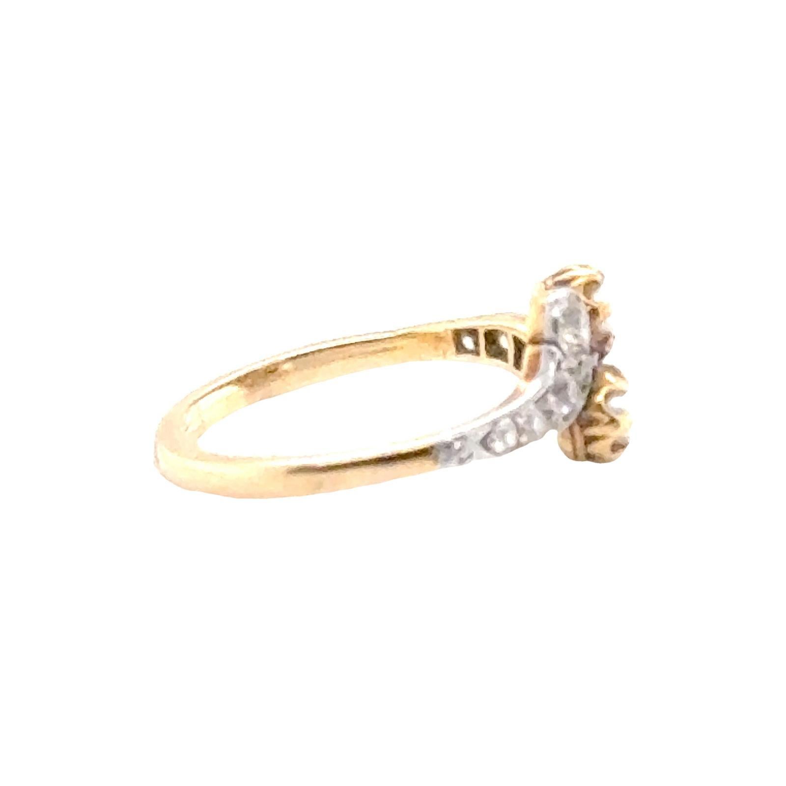 Edwardian Diamond Pearl Platinum Yellow Gold Vintage Cocktail Ring For Sale 1