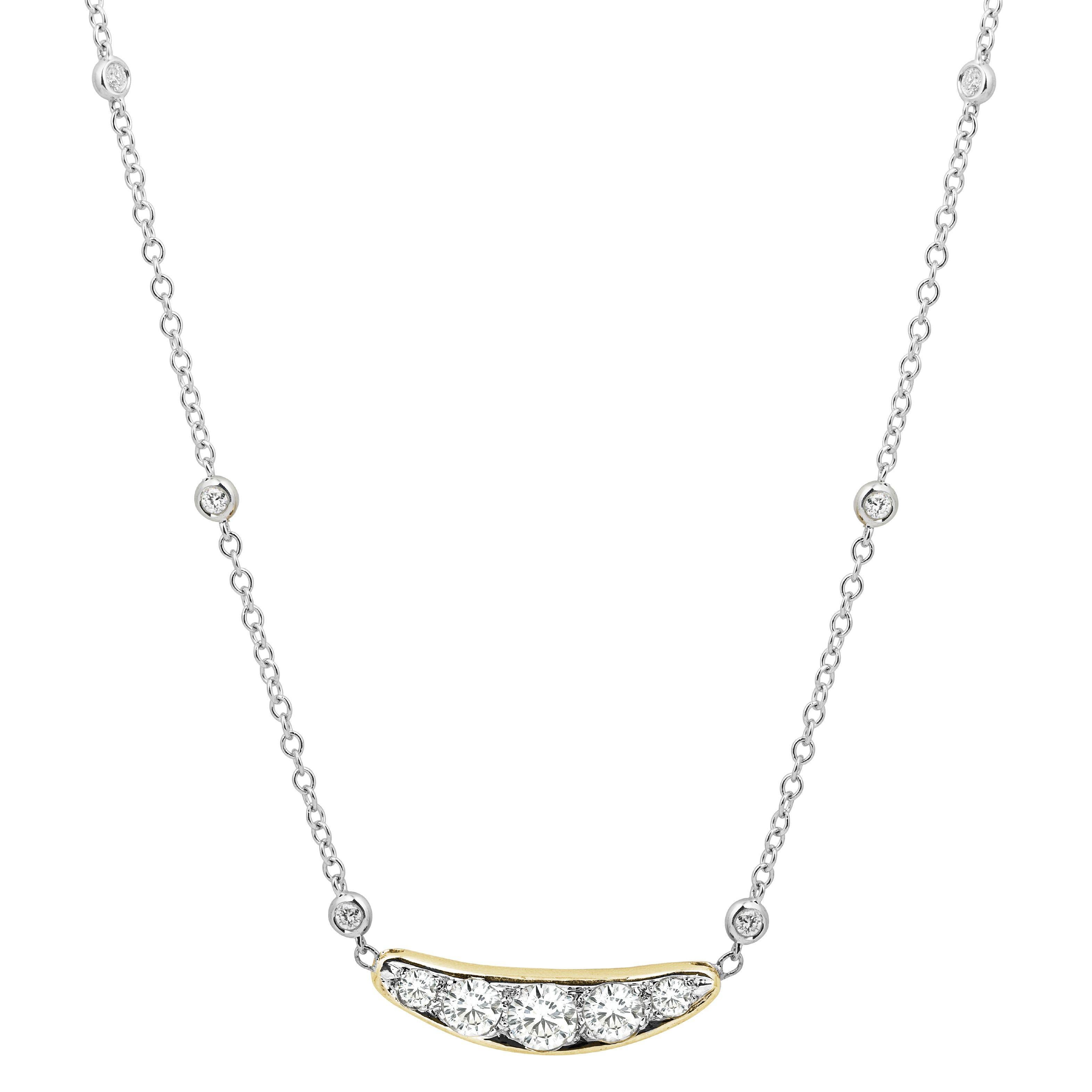 Simply Beautiful! Elegant and finely detailed Edwardian Diamond Pendant Necklace. 18K Yellow Gold Pendant. Hand set with 5 Old European-Cut Diamonds, weighing approx. 2.62tcw Pendant measures approx. 1.25” L x 0.25” W. Suspended from a 14K White