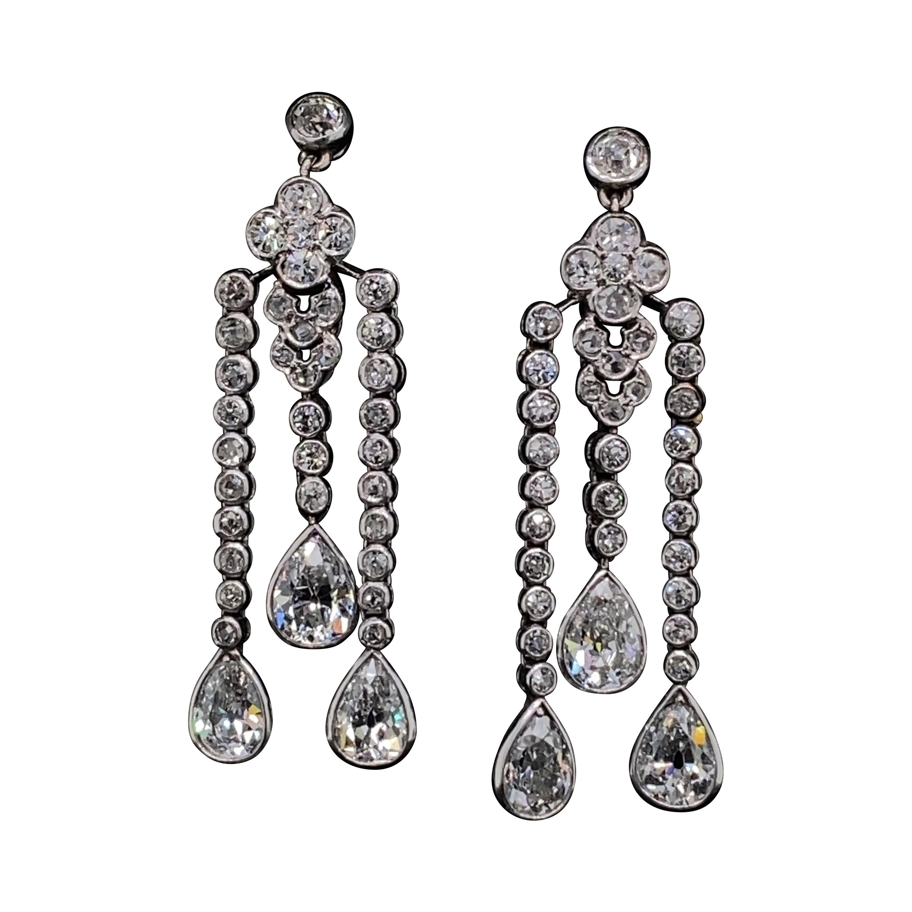 Tiffany and Co Platinum 3.05ctw Diamond Drop Earrings at 1stDibs